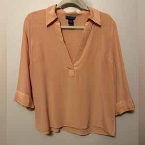 Dialogue Peach Silk Blouse Summer Resortwear